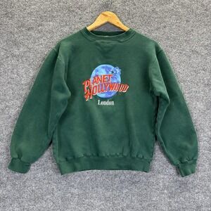 Vintage Planet Hollywood Sweatshirt Mens Small Green London Logo Crewneck 90s